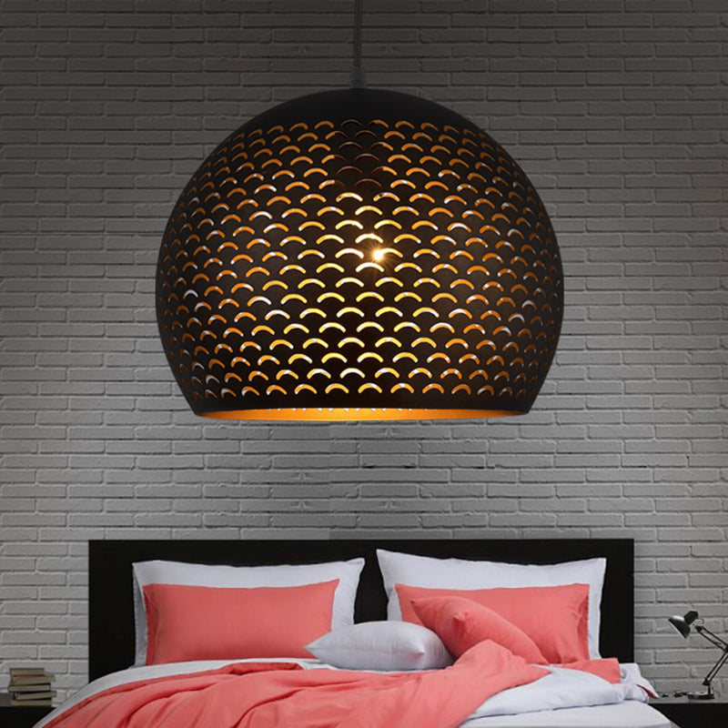 Black Globe Pendant Lighting Decorative Metal 1 Head Bedroom Hanging Ceiling Light Clearhalo 'Ceiling Lights' 'Pendant Lights' 'Pendants' Lighting' 381437