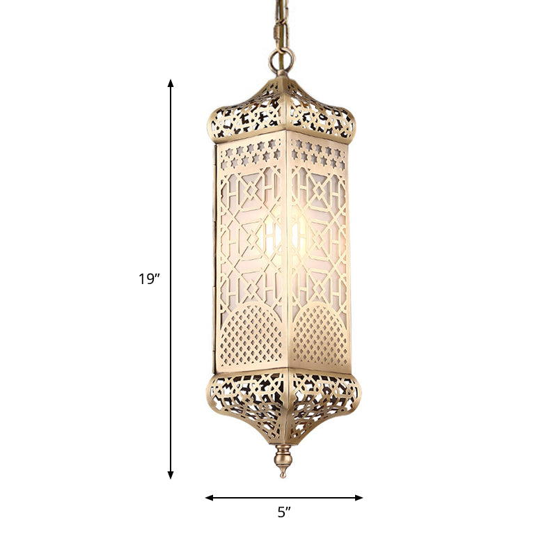 Art Deco Rectangular Pendant Light Metal 1 Head Suspended Lighting Fixture in Bronze Clearhalo 'Ceiling Lights' 'Pendant Lights' 'Pendants' Lighting' 381445