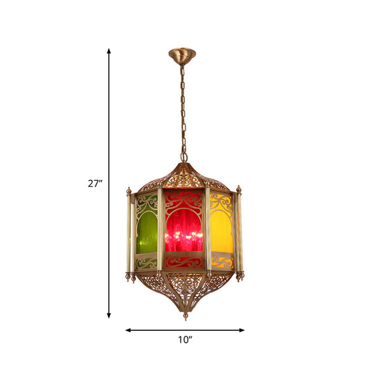 1 Bulb Metal Ceiling Lamp Art Deco Brass Hexagonal Restaurant Hanging Light Fixture Clearhalo 'Ceiling Lights' 'Pendant Lights' 'Pendants' Lighting' 381465