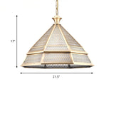 Tapered Living Room Ceiling Lamp Art Deco Metal 1 Head Brass Pendant Light Fixture Clearhalo 'Ceiling Lights' 'Pendant Lights' 'Pendants' Lighting' 381470