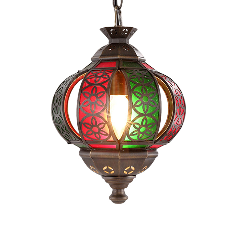 Laser Cut Pendant Light Traditional Metal 1 Head Suspended Lighting Fixture in Bronze Clearhalo 'Ceiling Lights' 'Pendant Lights' 'Pendants' Lighting' 381478