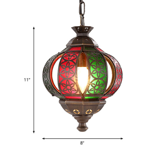 Laser Cut Pendant Light Traditional Metal 1 Head Suspended Lighting Fixture in Bronze Clearhalo 'Ceiling Lights' 'Pendant Lights' 'Pendants' Lighting' 381480