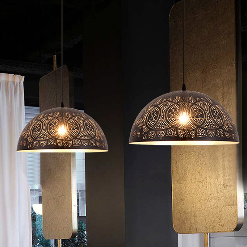 1 Head Hemisphere Pendant Lighting Art Deco Metal Ceiling Suspension Lamp in Bronze Clearhalo 'Ceiling Lights' 'Pendant Lights' 'Pendants' Lighting' 381481