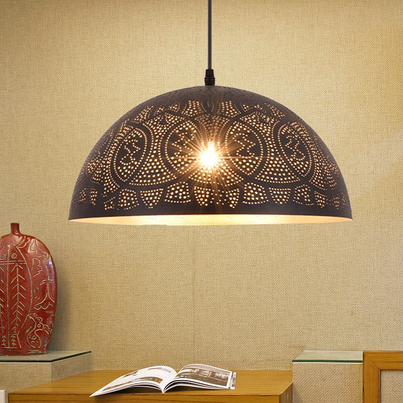 1 Head Hemisphere Pendant Lighting Art Deco Metal Ceiling Suspension Lamp in Bronze Clearhalo 'Ceiling Lights' 'Pendant Lights' 'Pendants' Lighting' 381482