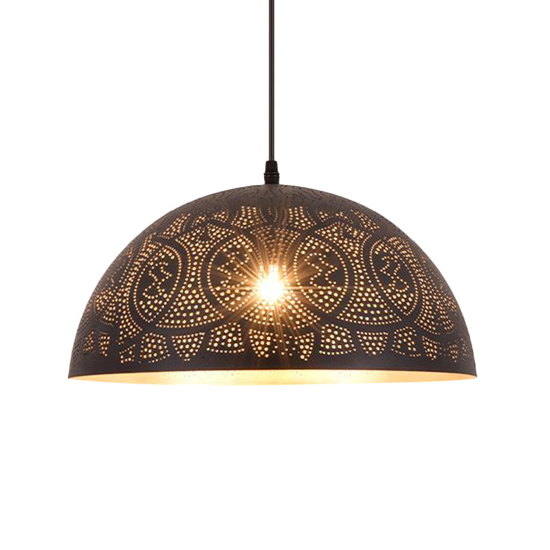 1 Head Hemisphere Pendant Lighting Art Deco Metal Ceiling Suspension Lamp in Bronze Clearhalo 'Ceiling Lights' 'Pendant Lights' 'Pendants' Lighting' 381483
