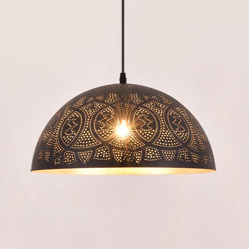1 Head Hemisphere Pendant Lighting Art Deco Metal Ceiling Suspension Lamp in Bronze Clearhalo 'Ceiling Lights' 'Pendant Lights' 'Pendants' Lighting' 381484