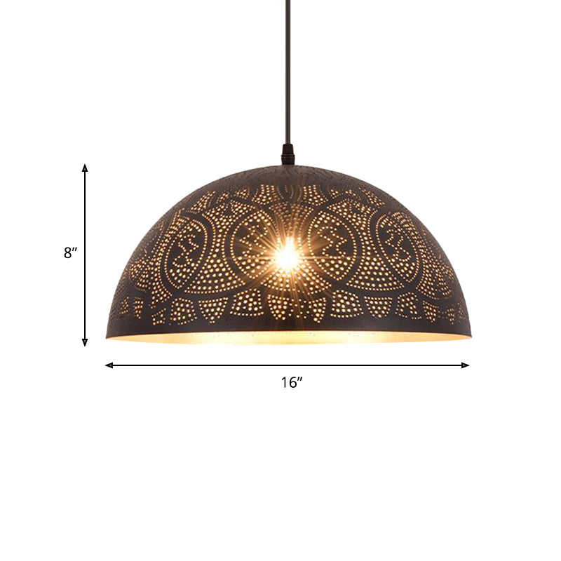 1 Head Hemisphere Pendant Lighting Art Deco Metal Ceiling Suspension Lamp in Bronze Clearhalo 'Ceiling Lights' 'Pendant Lights' 'Pendants' Lighting' 381485