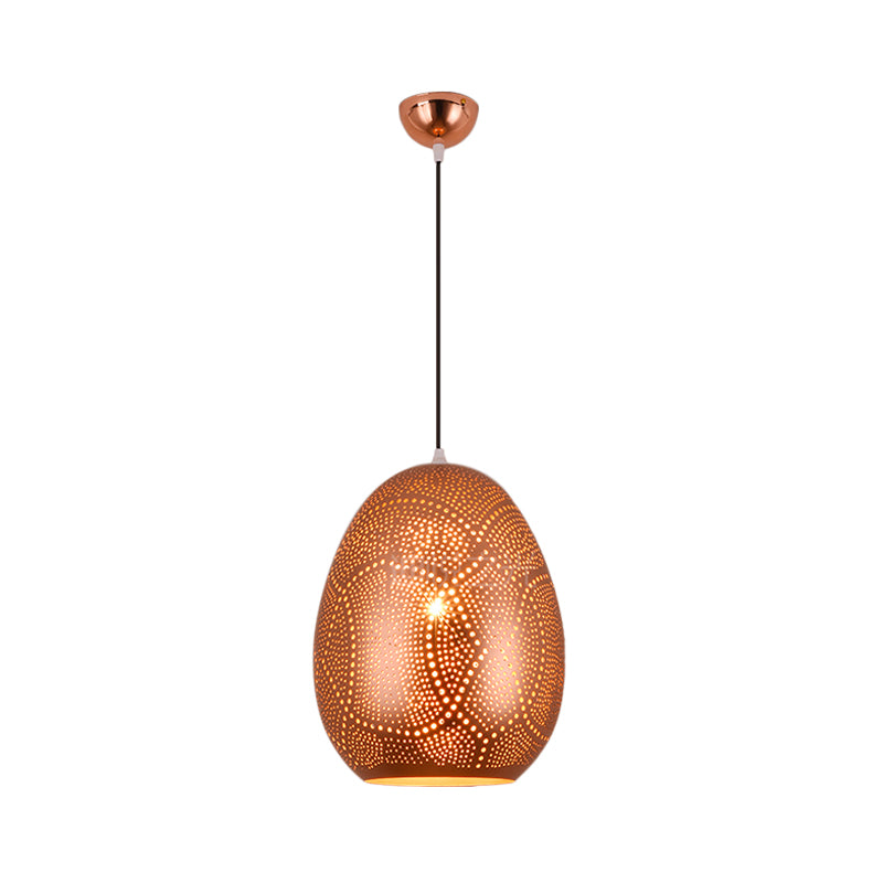 Urn Pendant Lamp Decorative 1 Head Metal Ceiling Hanging Light in Rose Gold, 8"/12" Wide Clearhalo 'Ceiling Lights' 'Pendant Lights' 'Pendants' Lighting' 381498