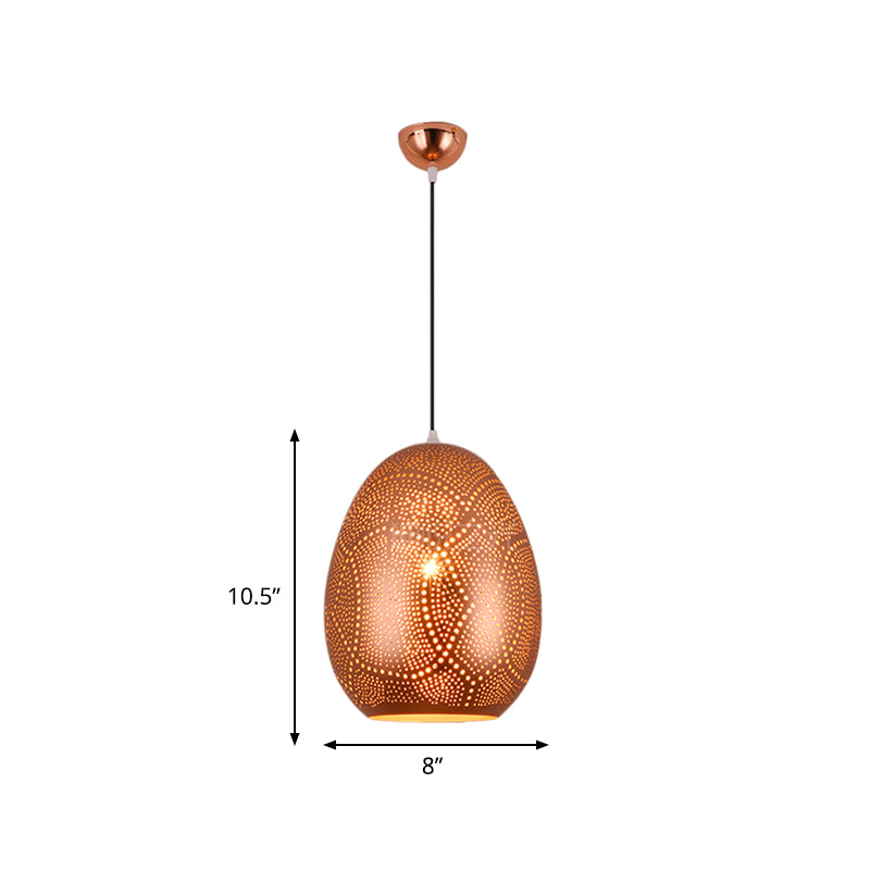 Urn Pendant Lamp Decorative 1 Head Metal Ceiling Hanging Light in Rose Gold, 8"/12" Wide Clearhalo 'Ceiling Lights' 'Pendant Lights' 'Pendants' Lighting' 381499