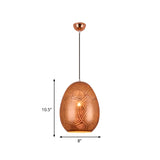 Urn Pendant Lamp Decorative 1 Head Metal Ceiling Hanging Light in Rose Gold, 8"/12" Wide Clearhalo 'Ceiling Lights' 'Pendant Lights' 'Pendants' Lighting' 381499