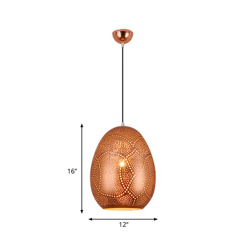 Urn Pendant Lamp Decorative 1 Head Metal Ceiling Hanging Light in Rose Gold, 8"/12" Wide Clearhalo 'Ceiling Lights' 'Pendant Lights' 'Pendants' Lighting' 381500