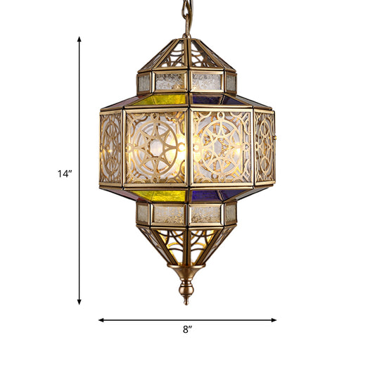 Brass Octagon Hanging Lamp Antique Metal 1 Bulb Ceiling Pendant Light with Adjustable Chain Clearhalo 'Ceiling Lights' 'Pendant Lights' 'Pendants' Lighting' 381530