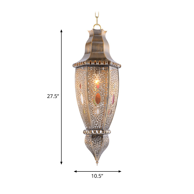 Traditionary Droplet Ceiling Light Metal 1 Bulb Pendant Lighting Fixture in Brass Clearhalo 'Ceiling Lights' 'Pendant Lights' 'Pendants' Lighting' 381560