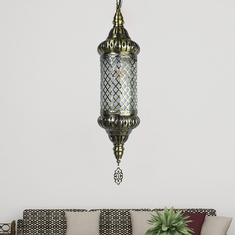 Metal Cylinder Pendant Lighting Decorative 1 Bulb Ceiling Suspension Lamp in Bronze Clearhalo 'Ceiling Lights' 'Pendant Lights' 'Pendants' Lighting' 381566