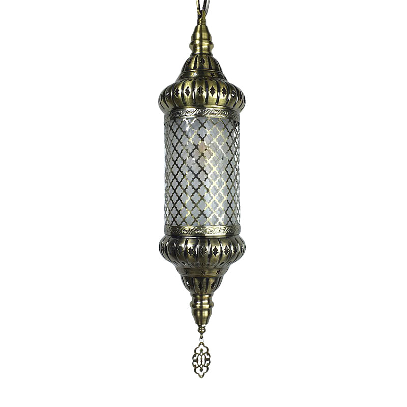 Metal Cylinder Pendant Lighting Decorative 1 Bulb Ceiling Suspension Lamp in Bronze Clearhalo 'Ceiling Lights' 'Pendant Lights' 'Pendants' Lighting' 381568