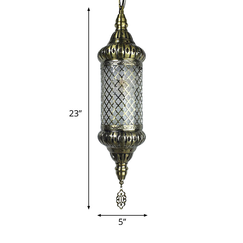 Metal Cylinder Pendant Lighting Decorative 1 Bulb Ceiling Suspension Lamp in Bronze Clearhalo 'Ceiling Lights' 'Pendant Lights' 'Pendants' Lighting' 381570