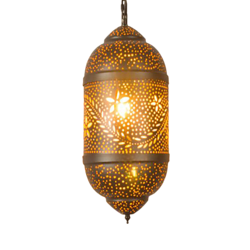 Carved Pendant Lighting Decorative 1 Head 8"/11"/13" Wide Metal Hanging Light Fixture in Brass Clearhalo 'Ceiling Lights' 'Pendant Lights' 'Pendants' Lighting' 381586