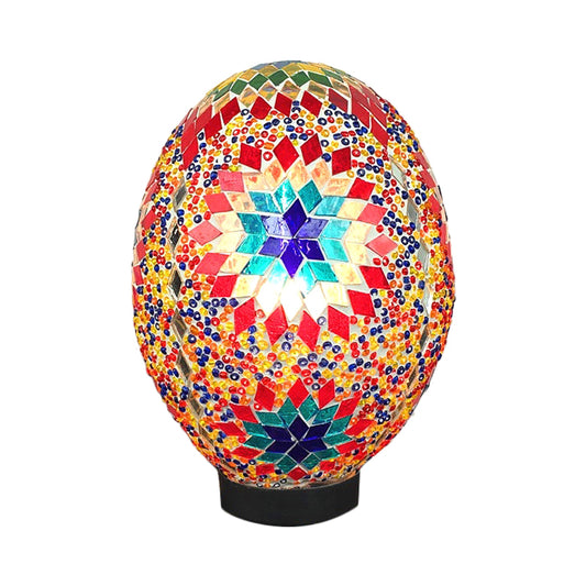 Egg Shaped Bedroom Night Light Traditional Hand Rolled Art Glass 1 Light White/Red/Blue Task Lamp Clearhalo 'Lamps' 'Table Lamps' Lighting' 381701