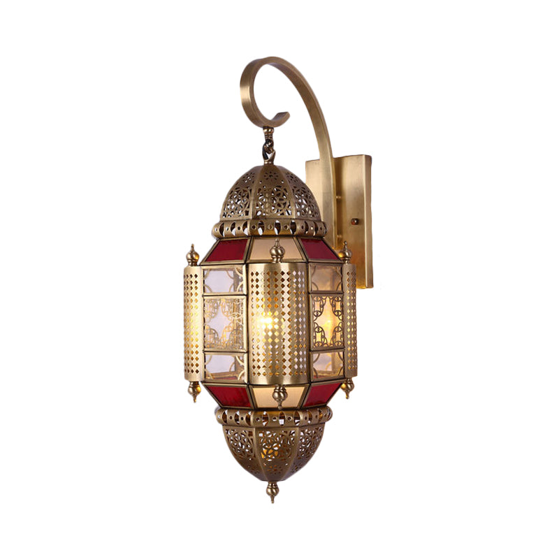 Lantern Restaurant Sconce Light Arabian Metal 1 Bulb Brass Wall Lighting Fixture Clearhalo 'Wall Lamps & Sconces' 'Wall Lights' Lighting' 381745