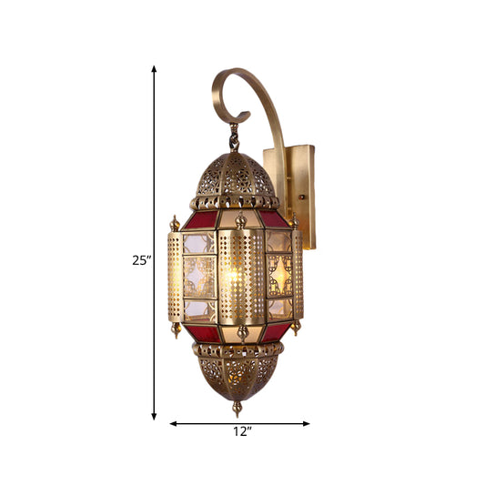 Lantern Restaurant Sconce Light Arabian Metal 1 Bulb Brass Wall Lighting Fixture Clearhalo 'Wall Lamps & Sconces' 'Wall Lights' Lighting' 381746