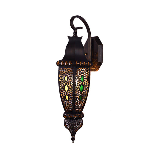 Black 1 Head Sconce Light Fixture Arab Metal Hollow Wall Lamp Shade for Restaurant Clearhalo 'Wall Lamps & Sconces' 'Wall Lights' Lighting' 381766