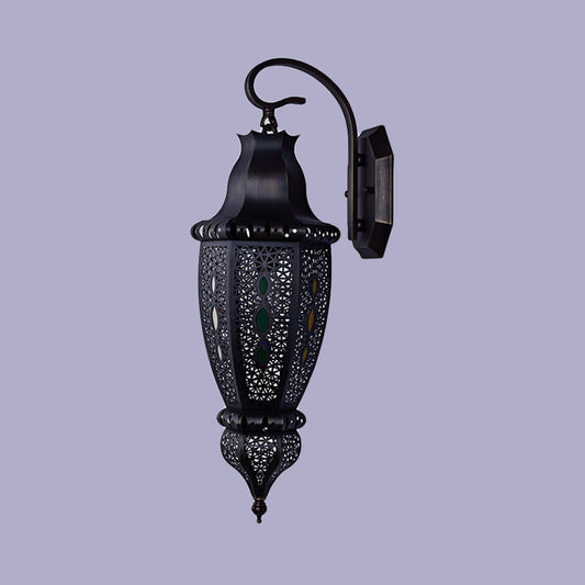 Black 1 Head Sconce Light Fixture Arab Metal Hollow Wall Lamp Shade for Restaurant Clearhalo 'Wall Lamps & Sconces' 'Wall Lights' Lighting' 381767