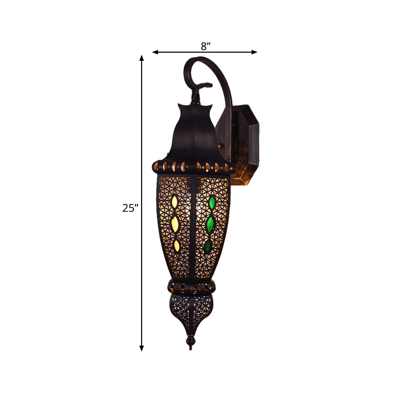 Black 1 Head Sconce Light Fixture Arab Metal Hollow Wall Lamp Shade for Restaurant Clearhalo 'Wall Lamps & Sconces' 'Wall Lights' Lighting' 381768