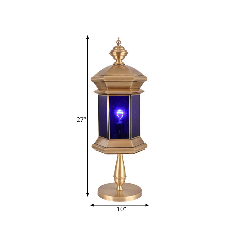 1 Light Lantern Night Table Light Arabian Brass Metal Nightstand Lamp for Bedroom Clearhalo 'Lamps' 'Table Lamps' Lighting' 383522