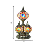 Elliptical Study Room Reading Light Vintage Stained Glass 4 Heads Yellow/Blue/Green Night Table Lamp Clearhalo 'Lamps' 'Table Lamps' Lighting' 384081