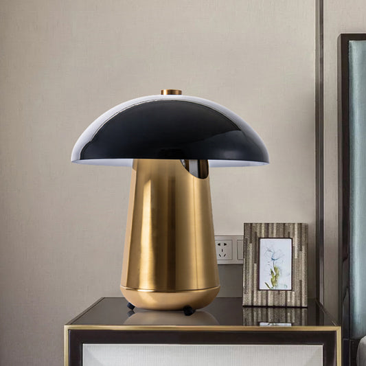 Mushroom Task Lighting Modern Metal 1 Bulb Black and Gold Small Desk Lamp, 8"/12" Wide Black-Gold Clearhalo 'Lamps' 'Table Lamps' Lighting' 384263