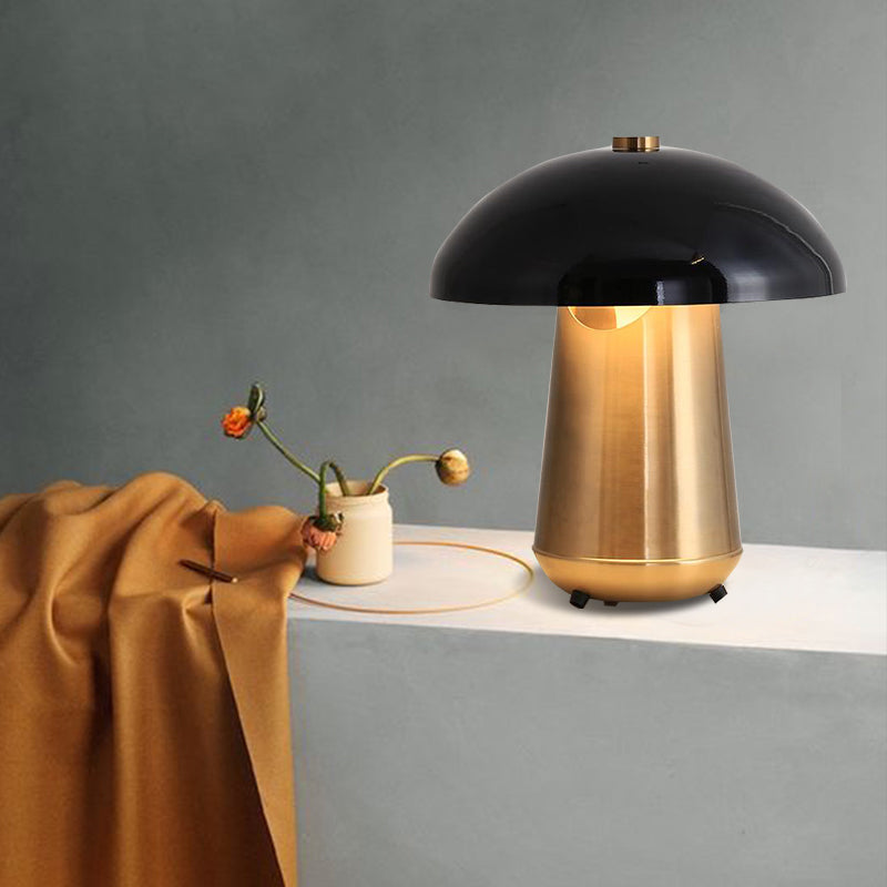 Mushroom Task Lighting Modern Metal 1 Bulb Black and Gold Small Desk Lamp, 8"/12" Wide Clearhalo 'Lamps' 'Table Lamps' Lighting' 384264