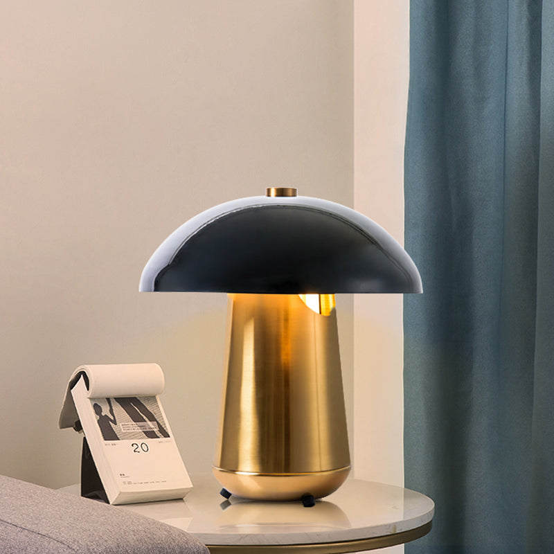 Mushroom Task Lighting Modern Metal 1 Bulb Black and Gold Small Desk Lamp, 8"/12" Wide Clearhalo 'Lamps' 'Table Lamps' Lighting' 384265