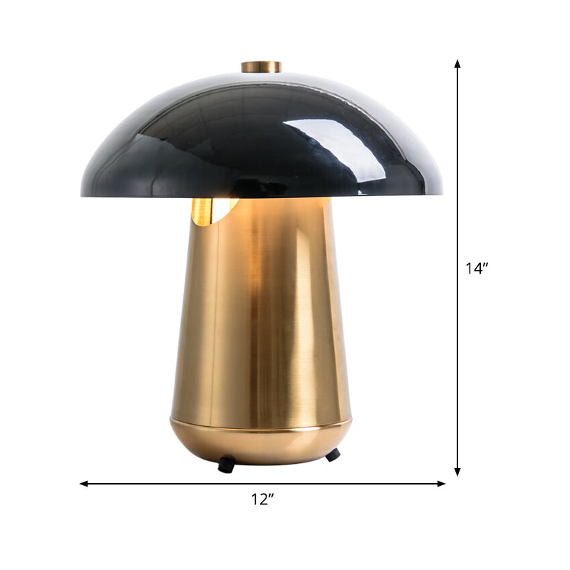 Mushroom Task Lighting Modern Metal 1 Bulb Black and Gold Small Desk Lamp, 8"/12" Wide Clearhalo 'Lamps' 'Table Lamps' Lighting' 384268