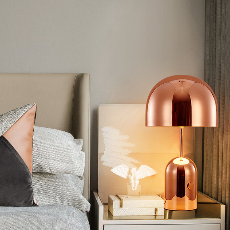 Metal Bowl Table Light Modernism 1 Bulb Small Desk Lamp in Rose Gold for Bedroom Rose Gold Clearhalo 'Lamps' 'Table Lamps' Lighting' 384275