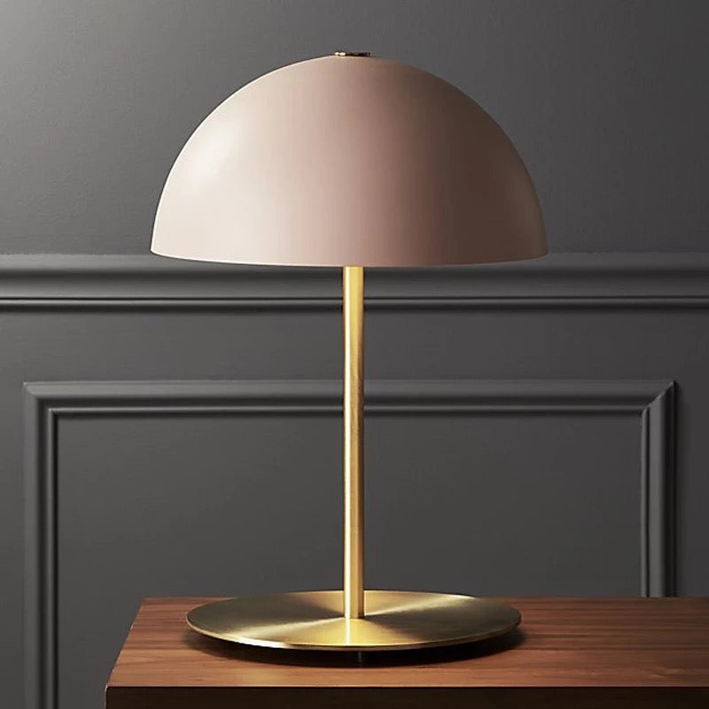 1 Head Study Task Lighting Modernism Pink Night Table Lamp with Hemisphere Metal Shade Clearhalo 'Lamps' 'Table Lamps' Lighting' 384286