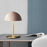 1 Head Study Task Lighting Modernism Pink Night Table Lamp with Hemisphere Metal Shade Clearhalo 'Lamps' 'Table Lamps' Lighting' 384287