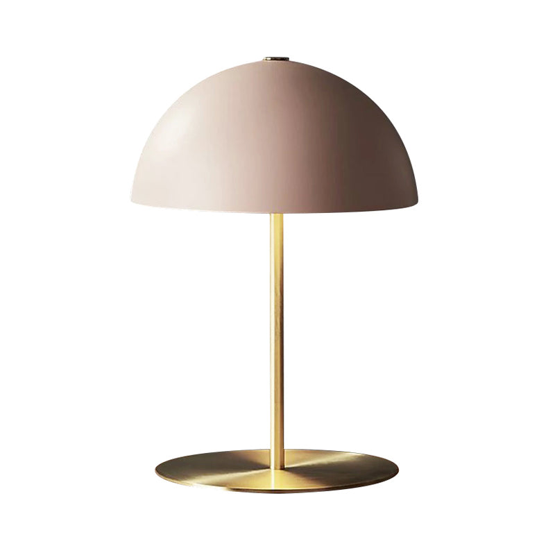 1 Head Study Task Lighting Modernism Pink Night Table Lamp with Hemisphere Metal Shade Clearhalo 'Lamps' 'Table Lamps' Lighting' 384288