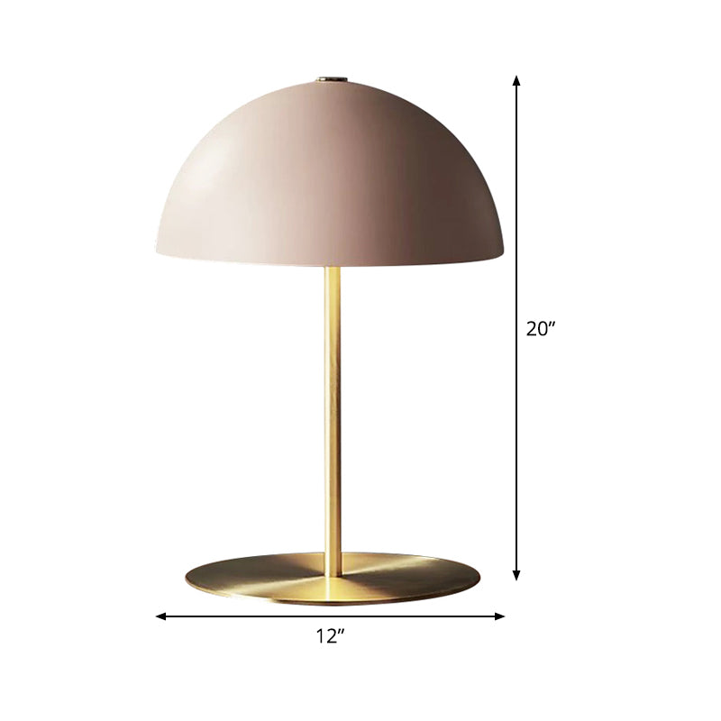 1 Head Study Task Lighting Modernism Pink Night Table Lamp with Hemisphere Metal Shade Clearhalo 'Lamps' 'Table Lamps' Lighting' 384289