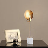 Gold Flat Desk Light Modern 1 Bulb Metal Night Table Lamp with Rectangle White Marble Base Clearhalo 'Lamps' 'Table Lamps' Lighting' 384296