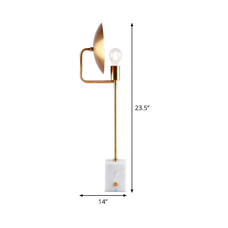 Gold Flat Desk Light Modern 1 Bulb Metal Night Table Lamp with Rectangle White Marble Base Clearhalo 'Lamps' 'Table Lamps' Lighting' 384299