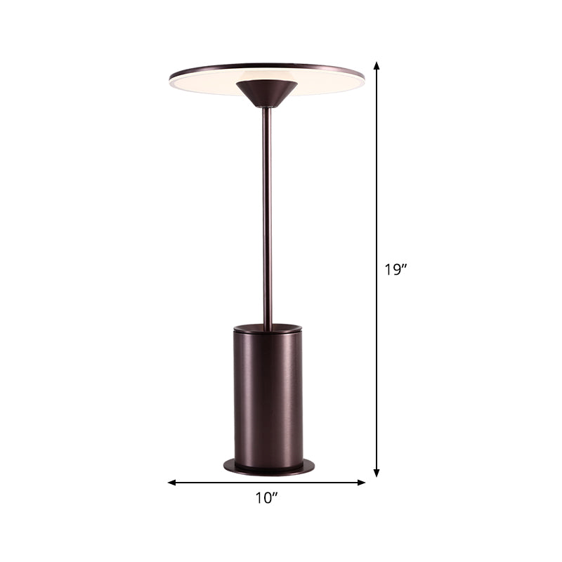 LED Circular Table Lamp Contemporary Metal Reading Book Light in Brown for Study Clearhalo 'Lamps' 'Table Lamps' Lighting' 384304