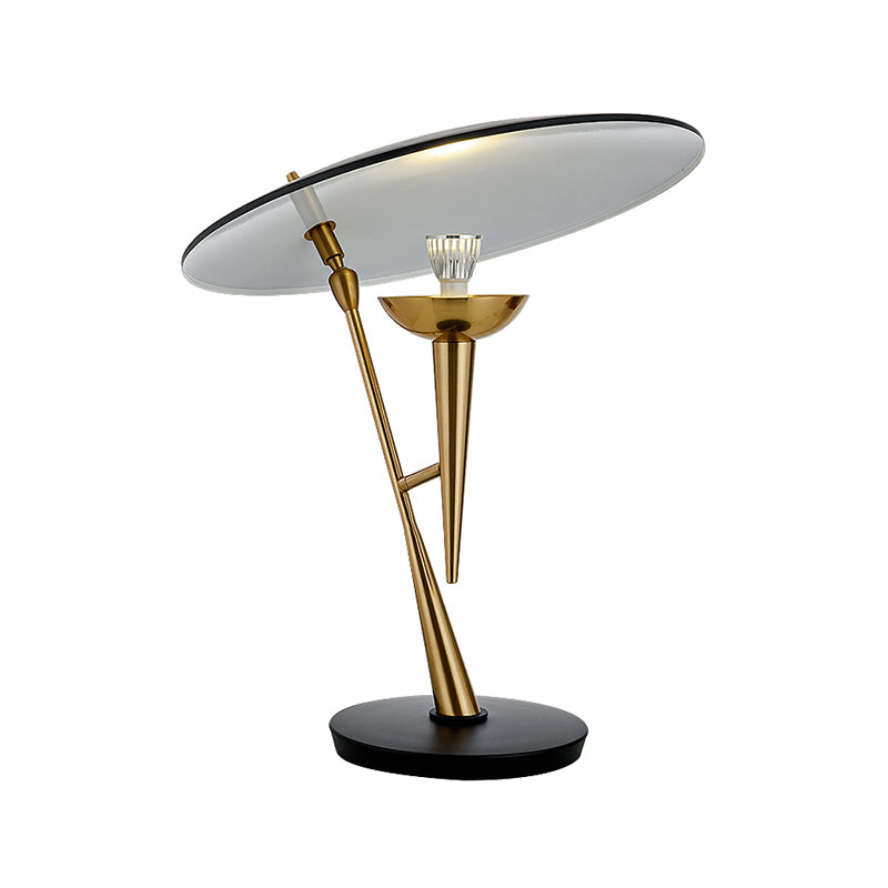 Metal Saucer Task Lighting Contemporary 1 Bulb Night Table Lamp in Black and Gold Clearhalo 'Lamps' 'Table Lamps' Lighting' 384307