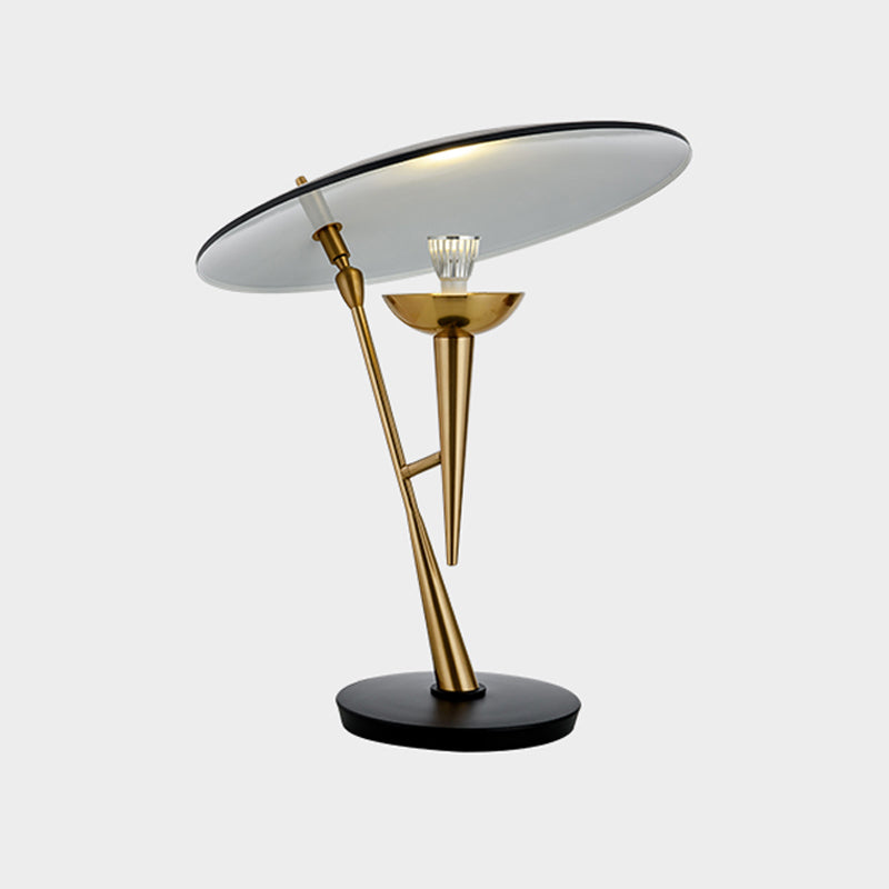 Metal Saucer Task Lighting Contemporary 1 Bulb Night Table Lamp in Black and Gold Clearhalo 'Lamps' 'Table Lamps' Lighting' 384308