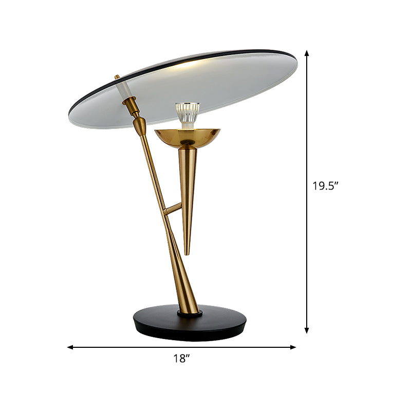 Metal Saucer Task Lighting Contemporary 1 Bulb Night Table Lamp in Black and Gold Clearhalo 'Lamps' 'Table Lamps' Lighting' 384309