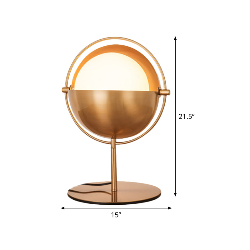 Global Metal Table Light Modern 1 Bulb Gold Nightstand Lamp with White Glass Shade Clearhalo 'Lamps' 'Table Lamps' Lighting' 384314