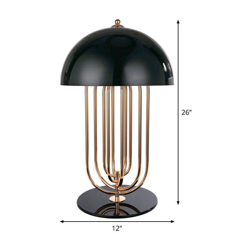 Contemporary 1 Bulb Nightstand Lamp Black Bowl Reading Book Light with Metal Shade Clearhalo 'Lamps' 'Table Lamps' Lighting' 384319