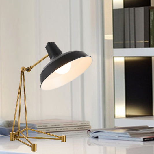 1 Head Bedroom Task Lighting Modern Black Night Table Lamp with Domed Metal Shade Black Clearhalo 'Lamps' 'Table Lamps' Lighting' 384344