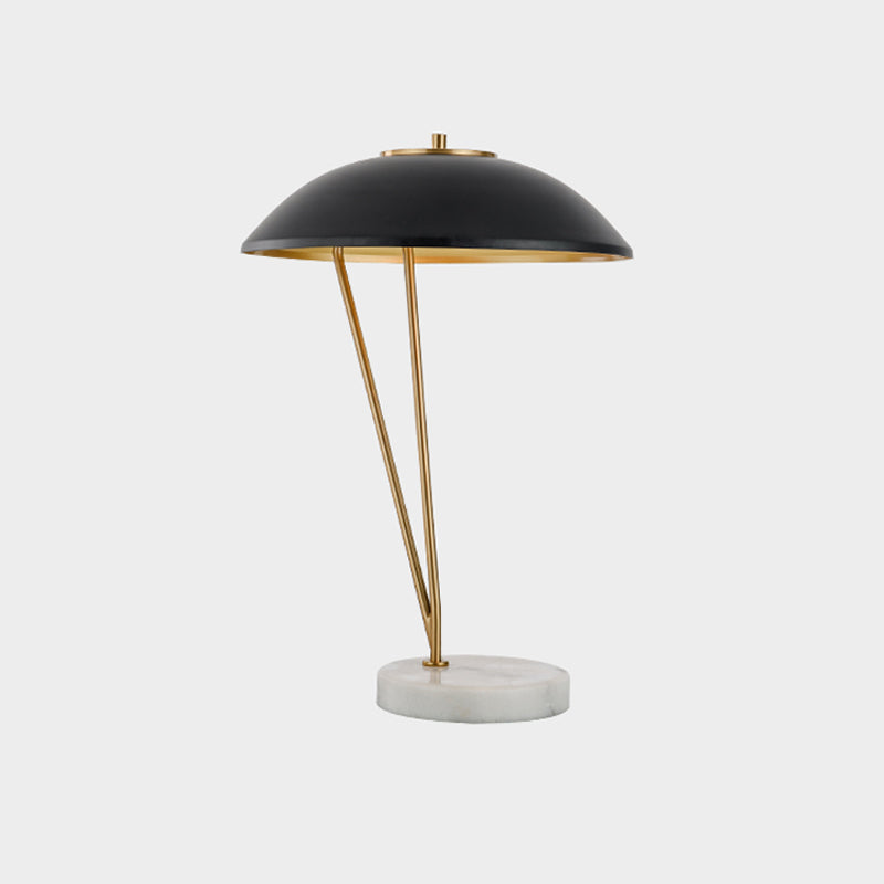 Metal Flare Table Light Modern 1 Bulb Black Small Desk Lamp with White Round Marble Base Clearhalo 'Lamps' 'Table Lamps' Lighting' 384357