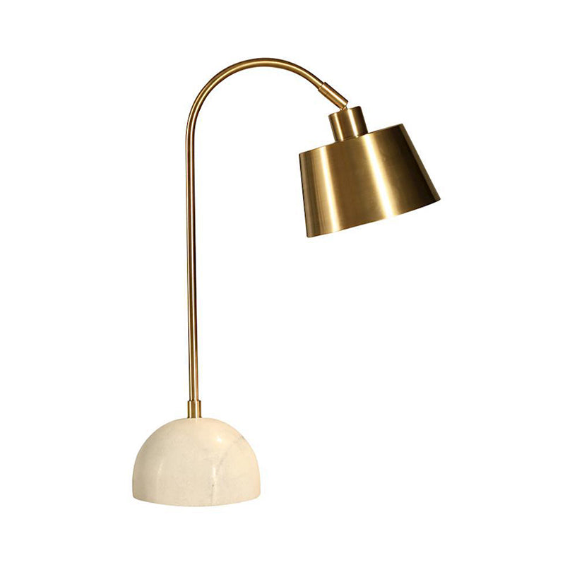 Modernist Tapered Table Lamp Metal 1 Bulb Task Lighting in Brass with Marble Base Clearhalo 'Lamps' 'Table Lamps' Lighting' 384367