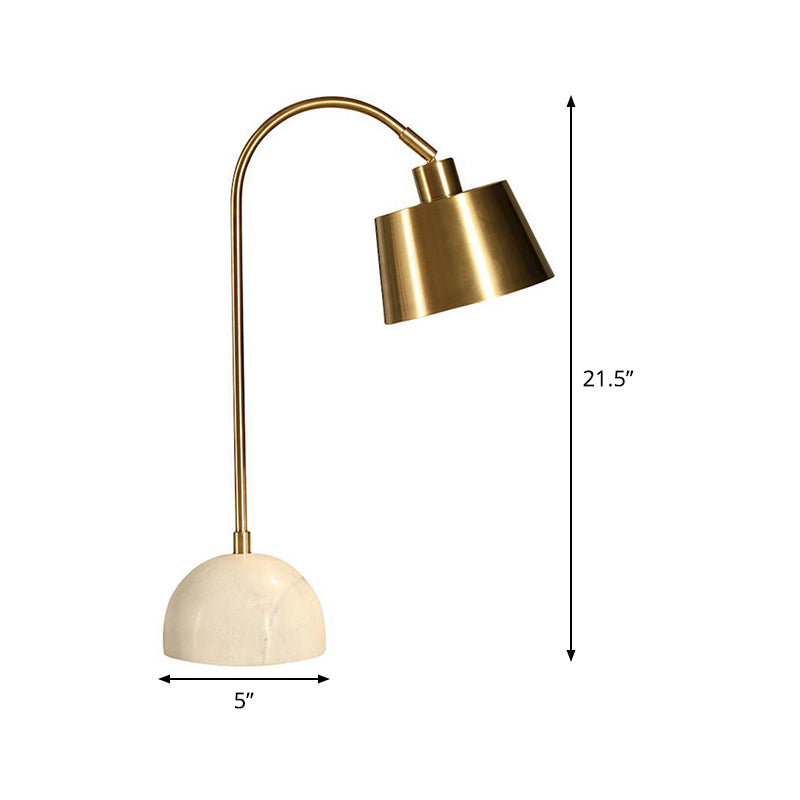 Modernist Tapered Table Lamp Metal 1 Bulb Task Lighting in Brass with Marble Base Clearhalo 'Lamps' 'Table Lamps' Lighting' 384368